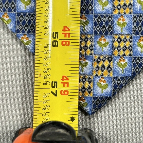Ermenegildo Zegna Neck Tie Men's Blue Orange 100% Silk Floral Italy 57.5" x 4" - Picture 4 of 8